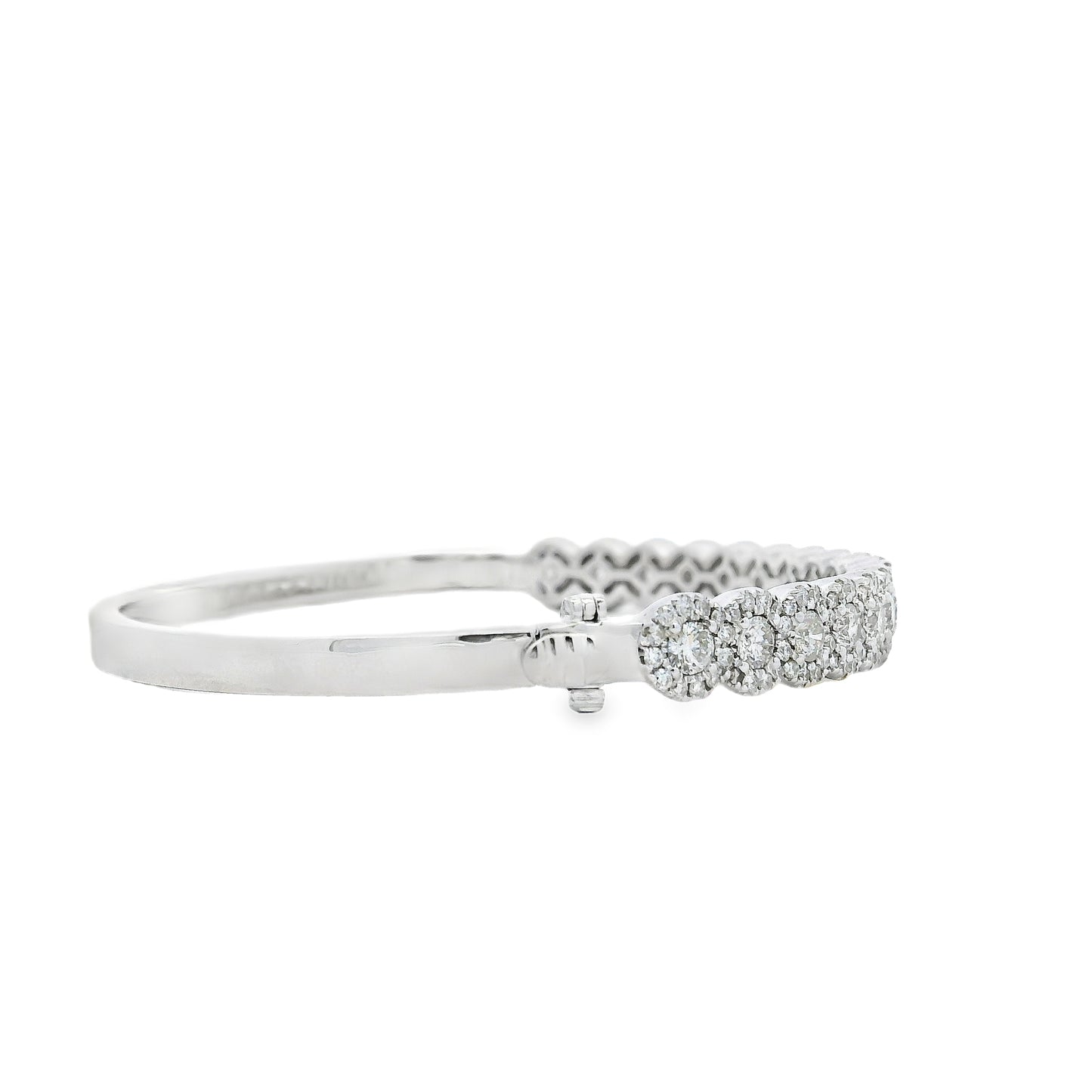 14k White Gold 2.79ctw Round Diamond Bangle Bracelet