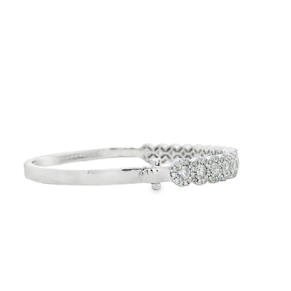 14k White Gold 2.79ctw Round Diamond Bangle Bracelet