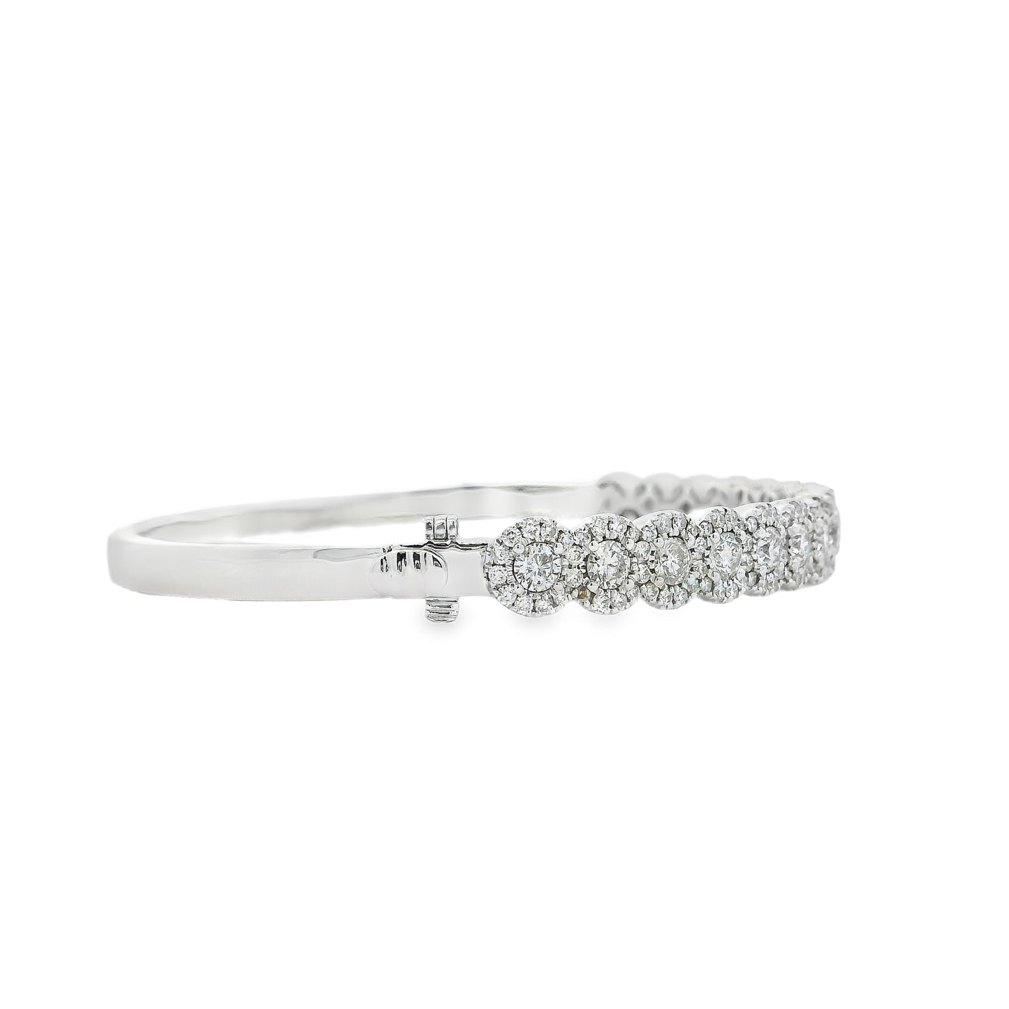 14k White Gold 2.79ctw Round Diamond Bangle Bracelet