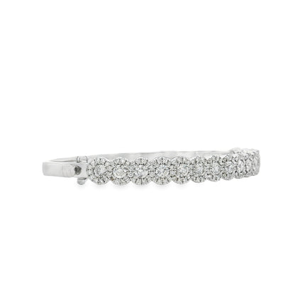 14k White Gold 2.79ctw Round Diamond Bangle Bracelet