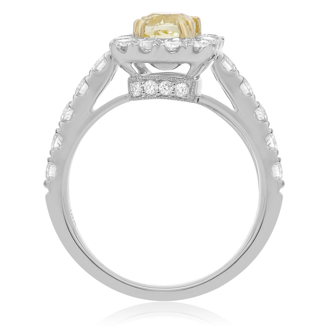 Cushion Fancy Yellow Diamond Ring — view 2