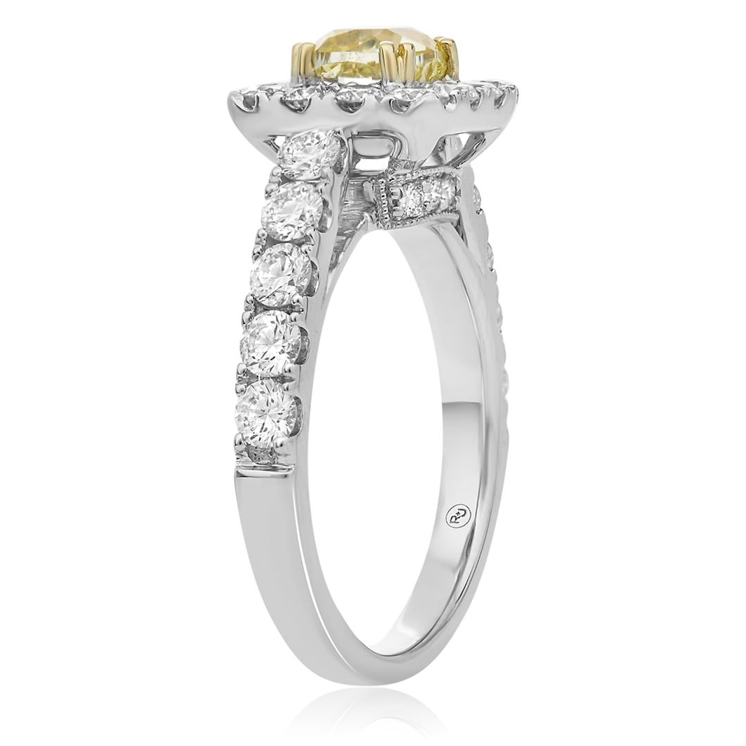 Cushion Fancy Yellow Diamond Ring — view 3