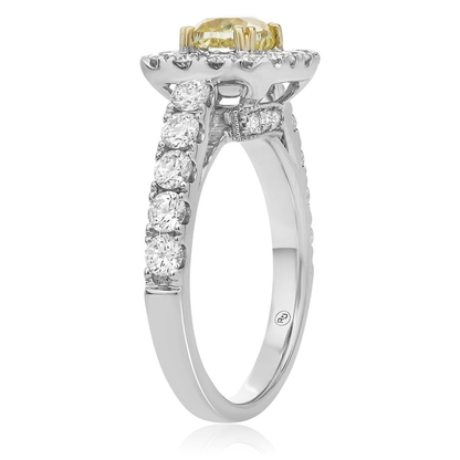 Cushion Fancy Yellow Diamond Ring — view 3