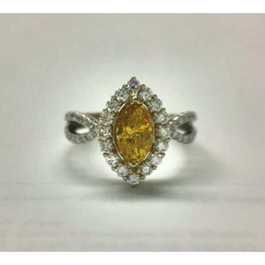 Marquise Fancy Yellow Diamond Ring — view 1