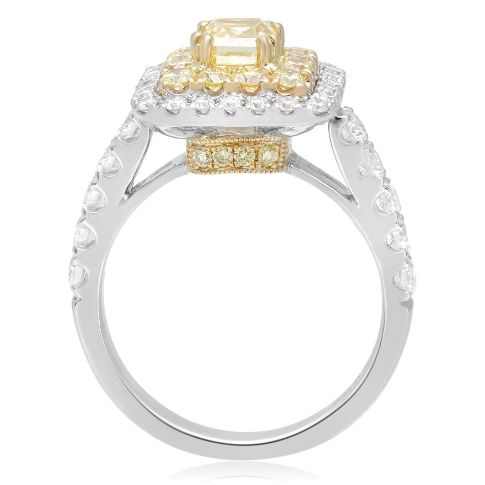 Cushion Fancy Yellow Diamond Ring — view 2