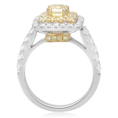 Cushion Fancy Yellow Diamond Ring — view 2