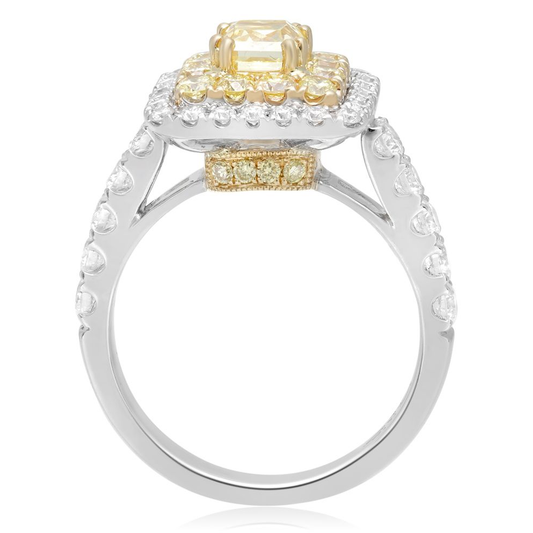 Cushion Fancy Yellow Diamond Ring — view 2