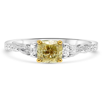 Cushion Fancy Yellow Diamond Ring — view 1