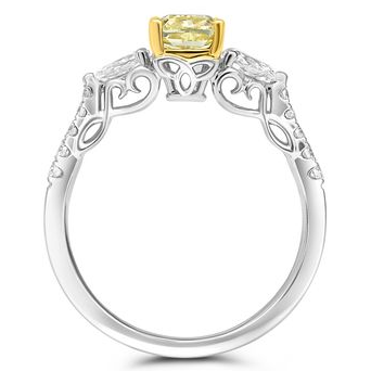 Cushion Fancy Yellow Diamond Ring — view 2