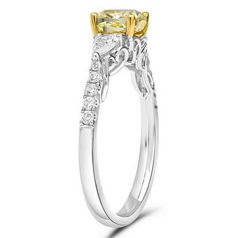 Cushion Fancy Yellow Diamond Ring — view 3