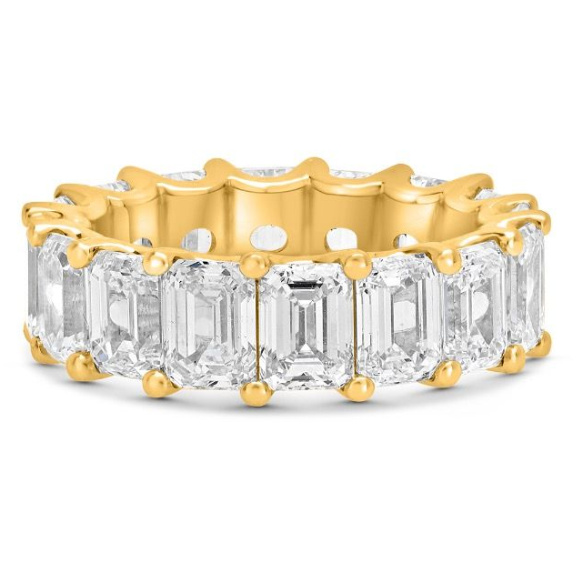 Yellow Gold 8.59 Emerald Cut Eternity Ring — view 1