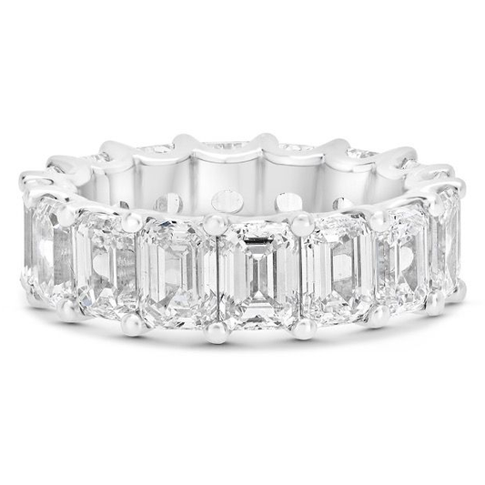 Platinum 8.11 Emerald Cut Eternity Ring — view 1