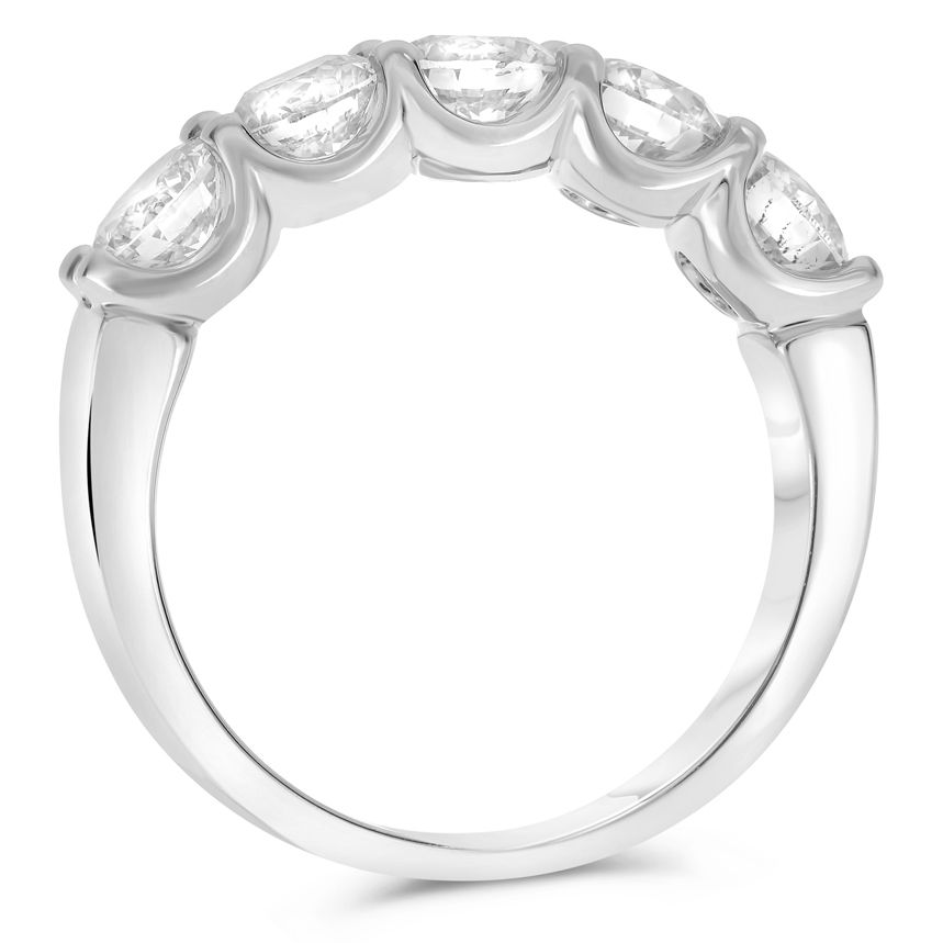 Five-Stone White Diamond Wedding Band — view 2