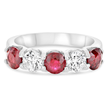 Five-Stone White Diamond Wedding Band — view 1