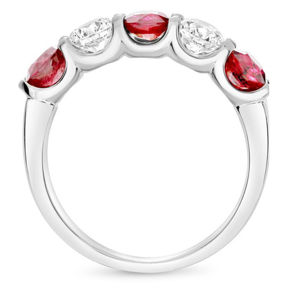 Five-Stone White Diamond Wedding Band — view 2