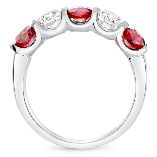 Five-Stone White Diamond Wedding Band — view 2