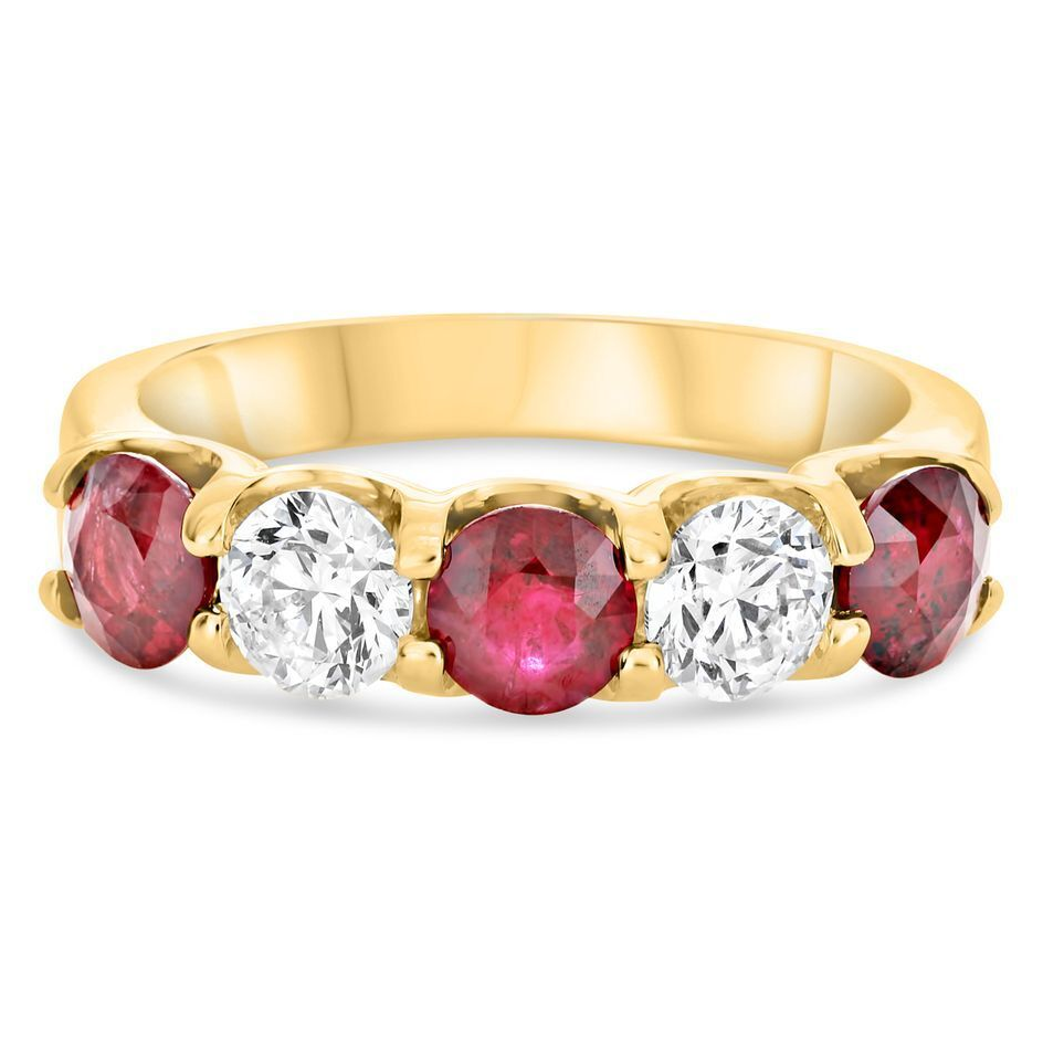 Five-Stone White Diamond Wedding Band — view 1