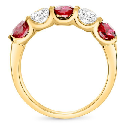 Five-Stone White Diamond Wedding Band — view 2