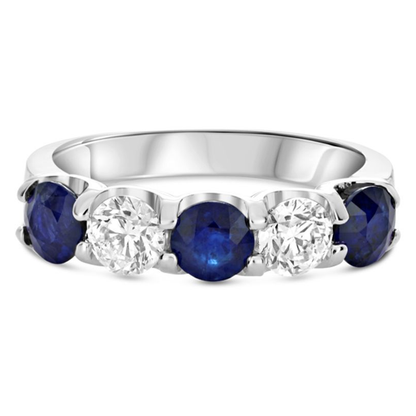 Five-Stone White Diamond Wedding Band — view 1