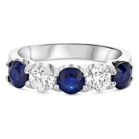 Five-Stone White Diamond Wedding Band — view 1