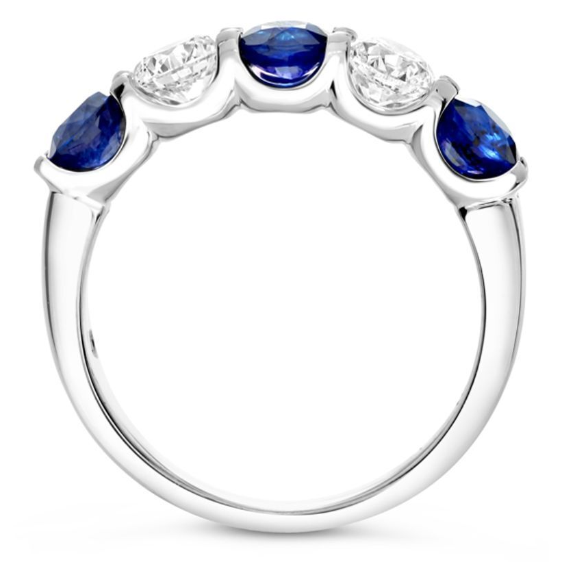 Five-Stone White Diamond Wedding Band — view 2