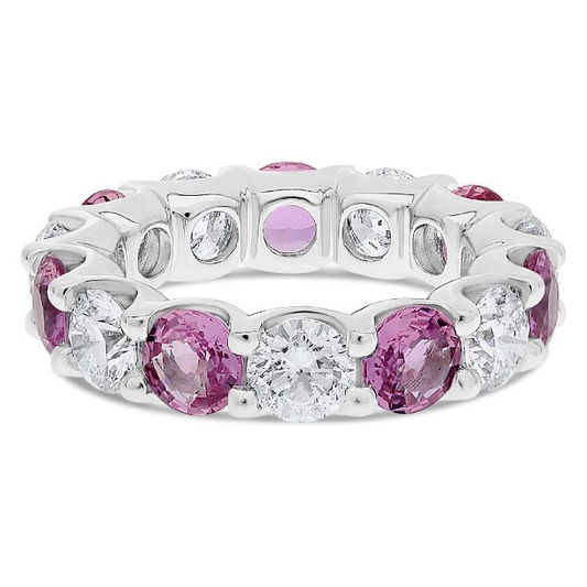 Pink Sapphire and Diamond Eternity Ring — view 1
