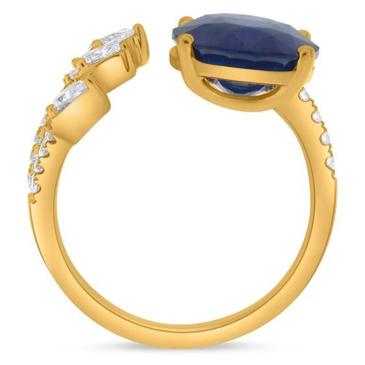 Yellow Gold Diamond and Sapphire You and Me Ring — view 2