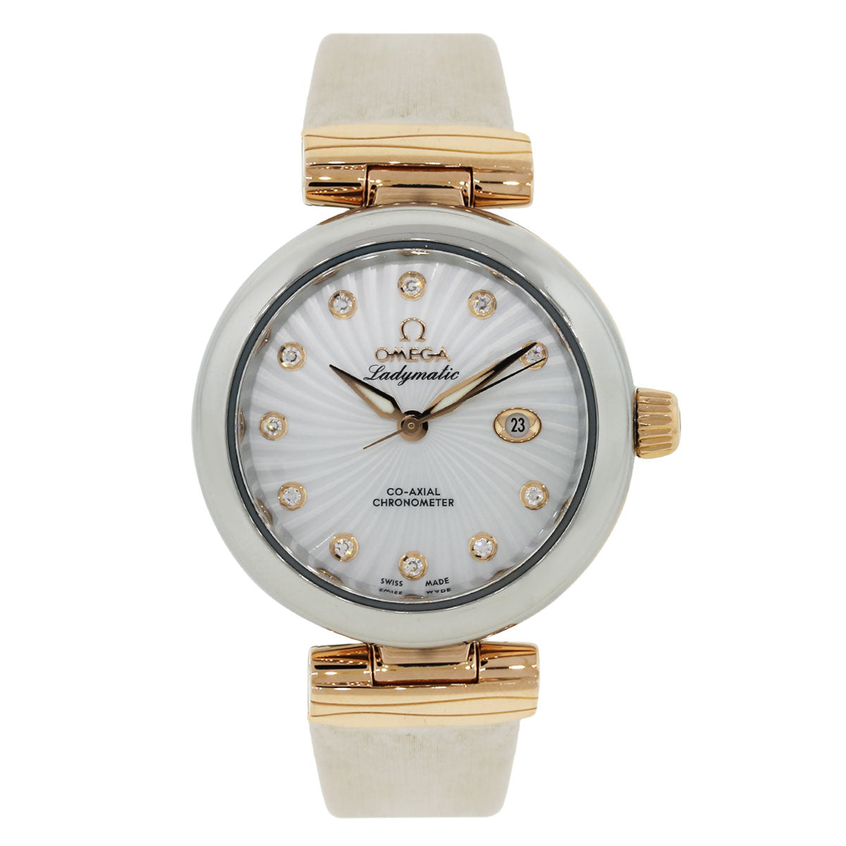 Omega De Ville Ladymatic Diamond Dial 18k Rose Gold and Stainless Steel Watch