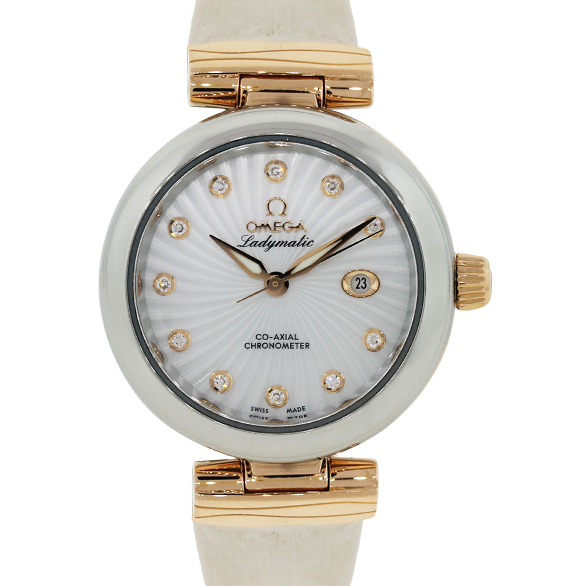 Omega De Ville Ladymatic Diamond Dial 18k Rose Gold and Stainless Steel Watch