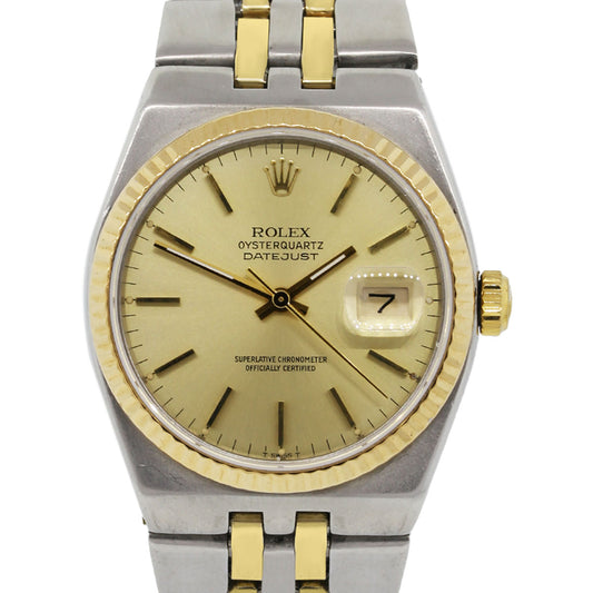 Rolex 17013 Oysterquartz Two Tone Champagne Stick Dial Watch