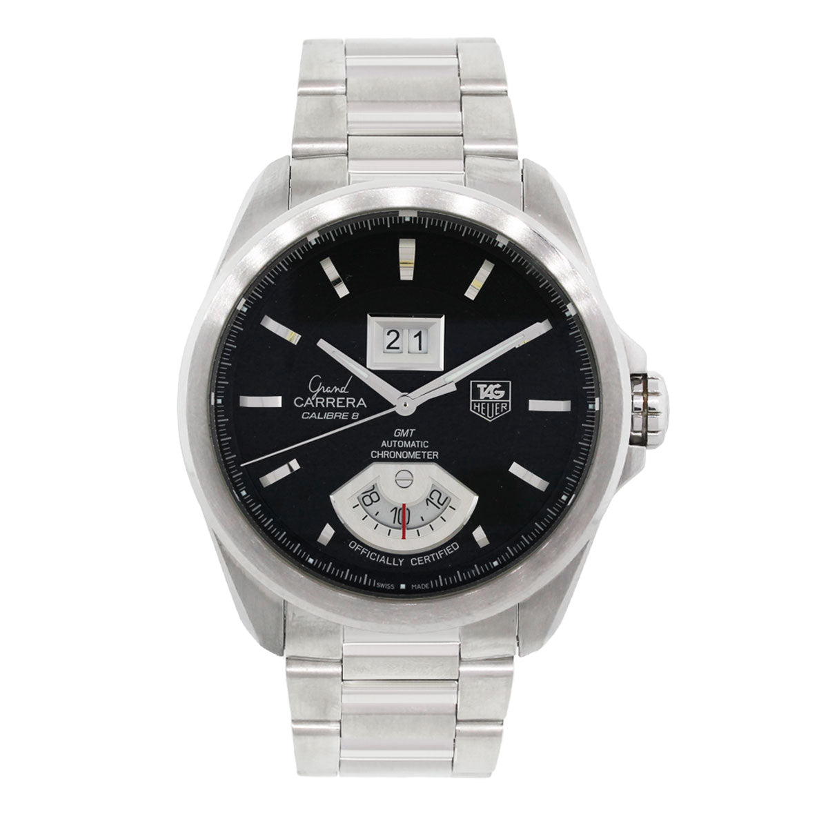 Tag Heuer WAV5111 Grand Carrera GMT Black Dial Stainless Steel Watch