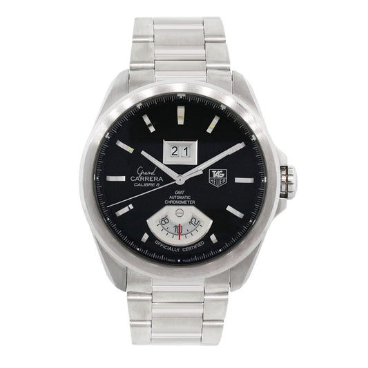 Tag Heuer WAV5111 Grand Carrera GMT Black Dial Stainless Steel Watch