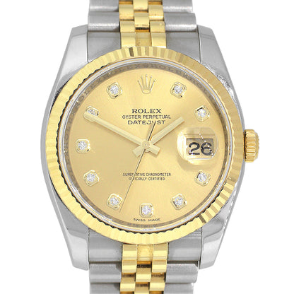 Rolex 116233 Datejust Two Tone 18k Yellow Gold Champagne Diamond Dial Watch