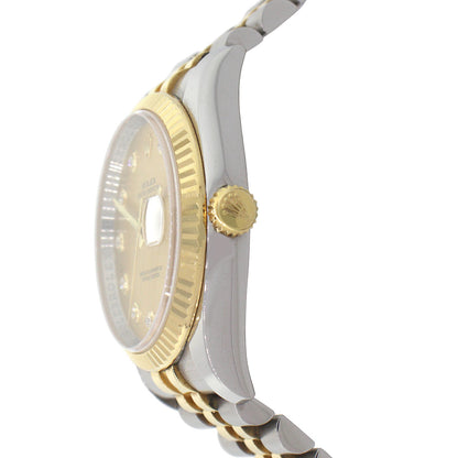 Rolex 116233 Datejust Two Tone 18k Yellow Gold Champagne Diamond Dial Watch