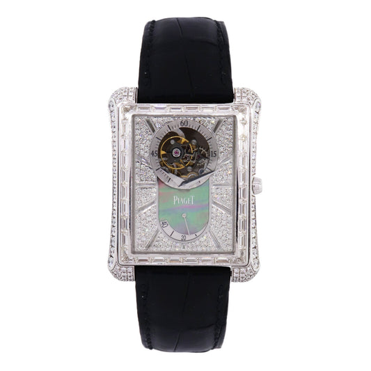 Piaget G0A33078 Emperador 18k White Gold Diamond on Leather Strap Watch