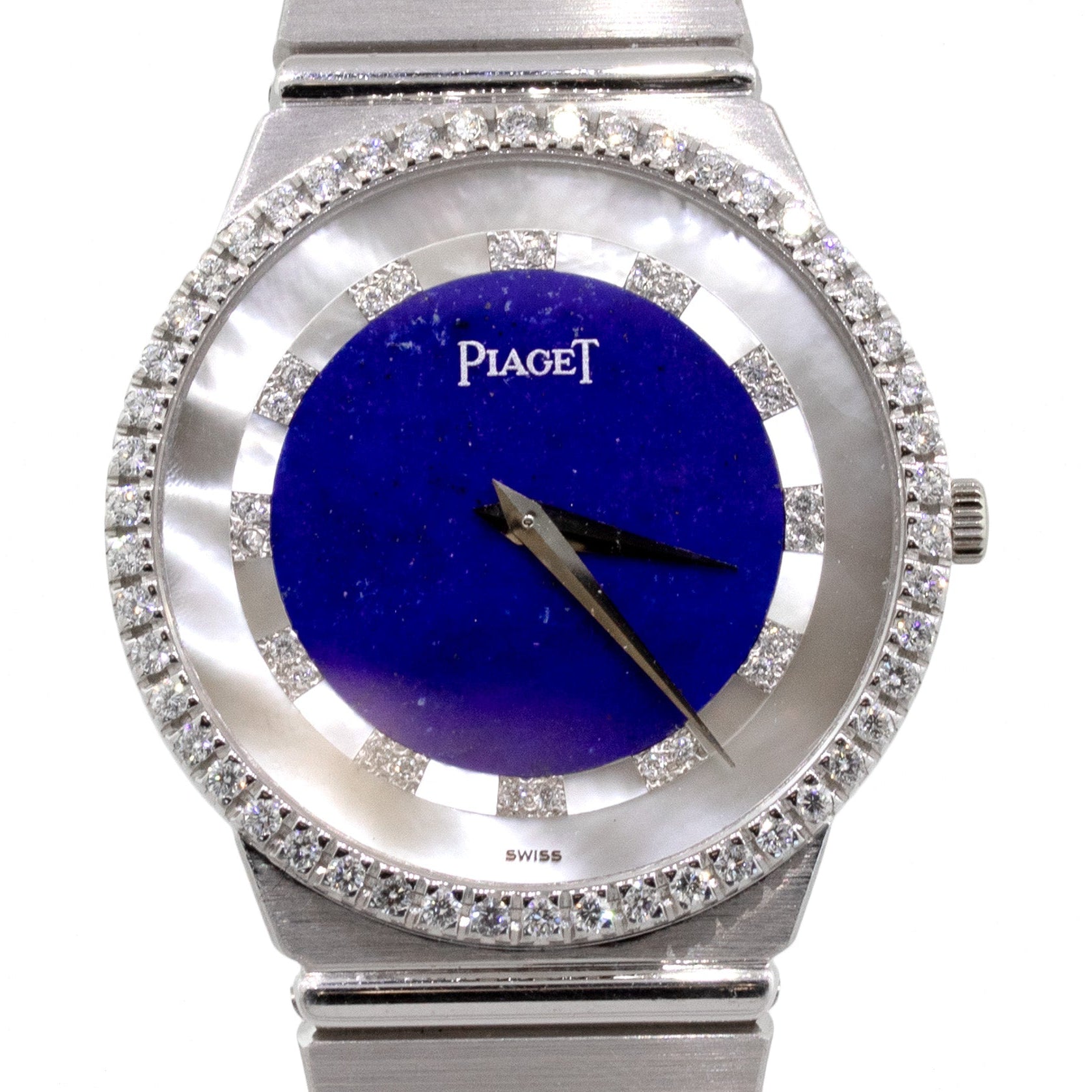 Piaget 18k White Gold Lapis Lazuli and Mother of Pearl Dial Watch