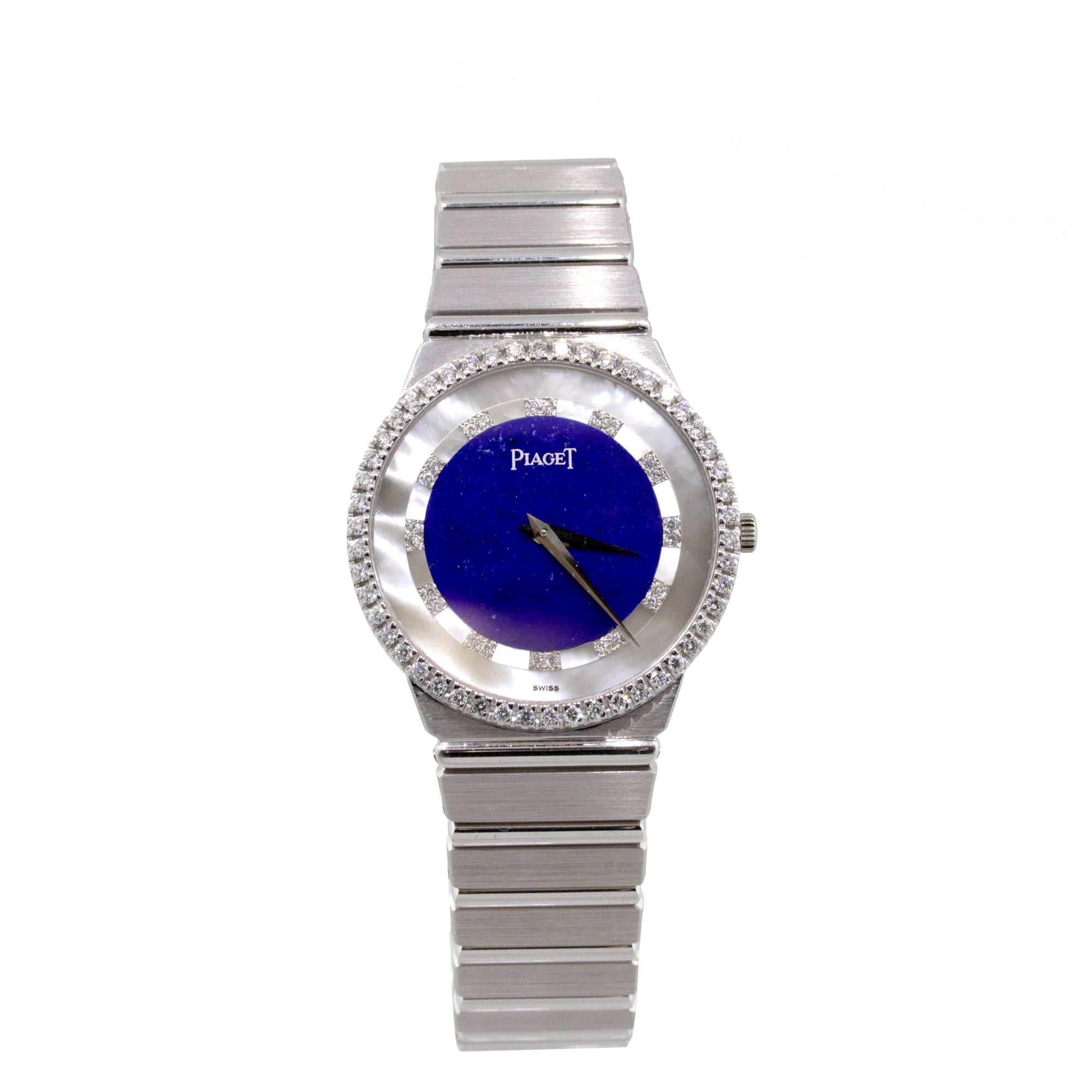 Piaget 18k White Gold Lapis Lazuli and Mother of Pearl Dial Watch