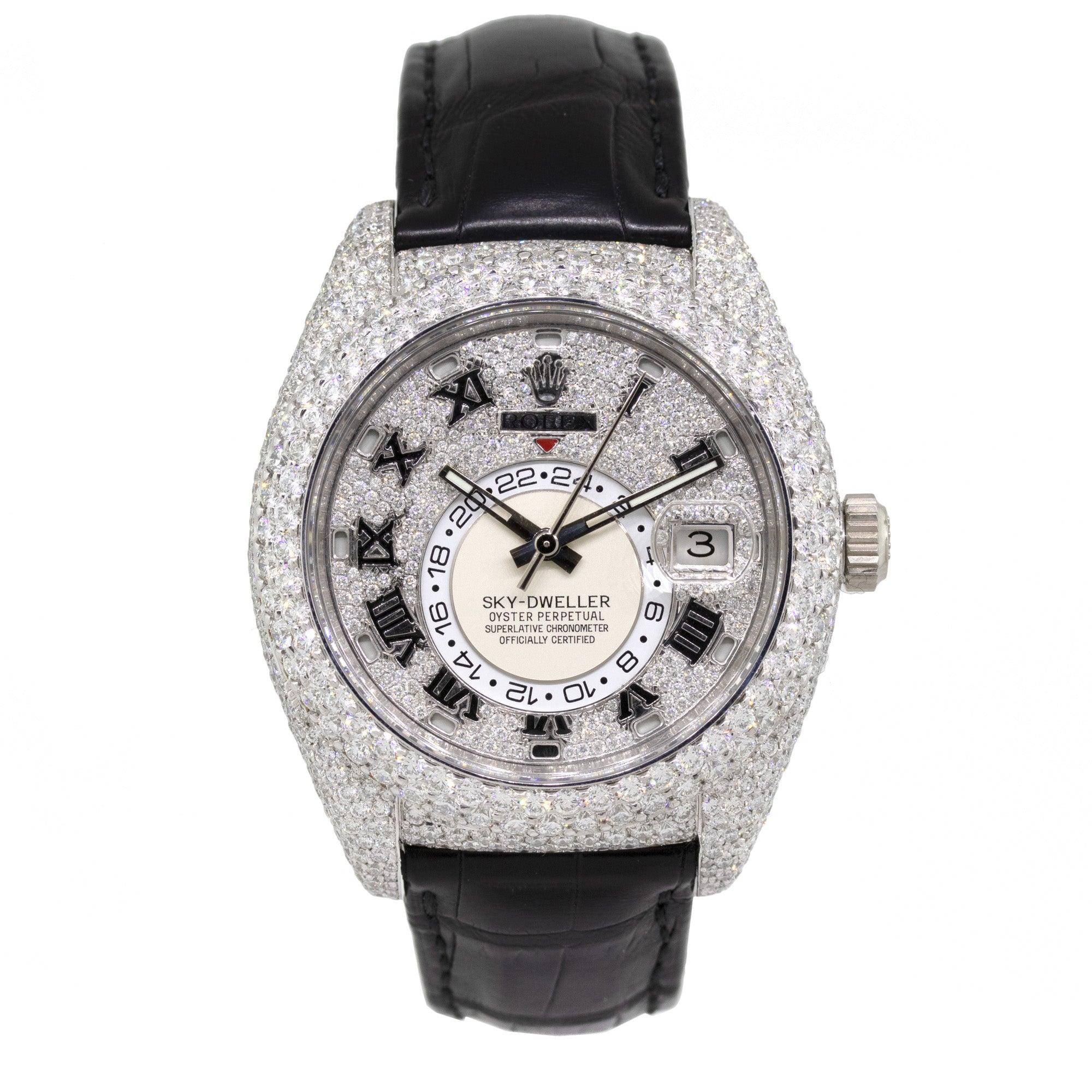 Rolex 326139 Sky-Dweller 18k White Gold All Diamond Watch
