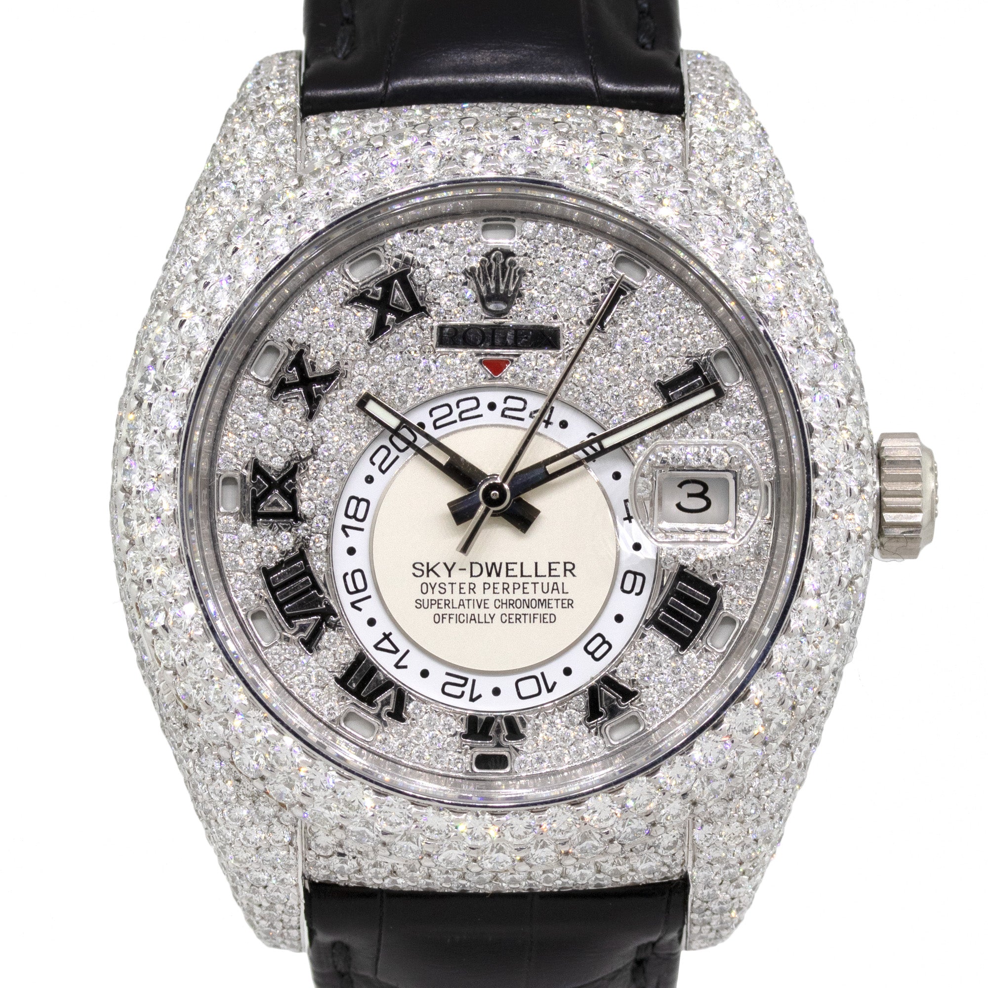 Rolex 326139 Sky-Dweller 18k White Gold All Diamond Watch