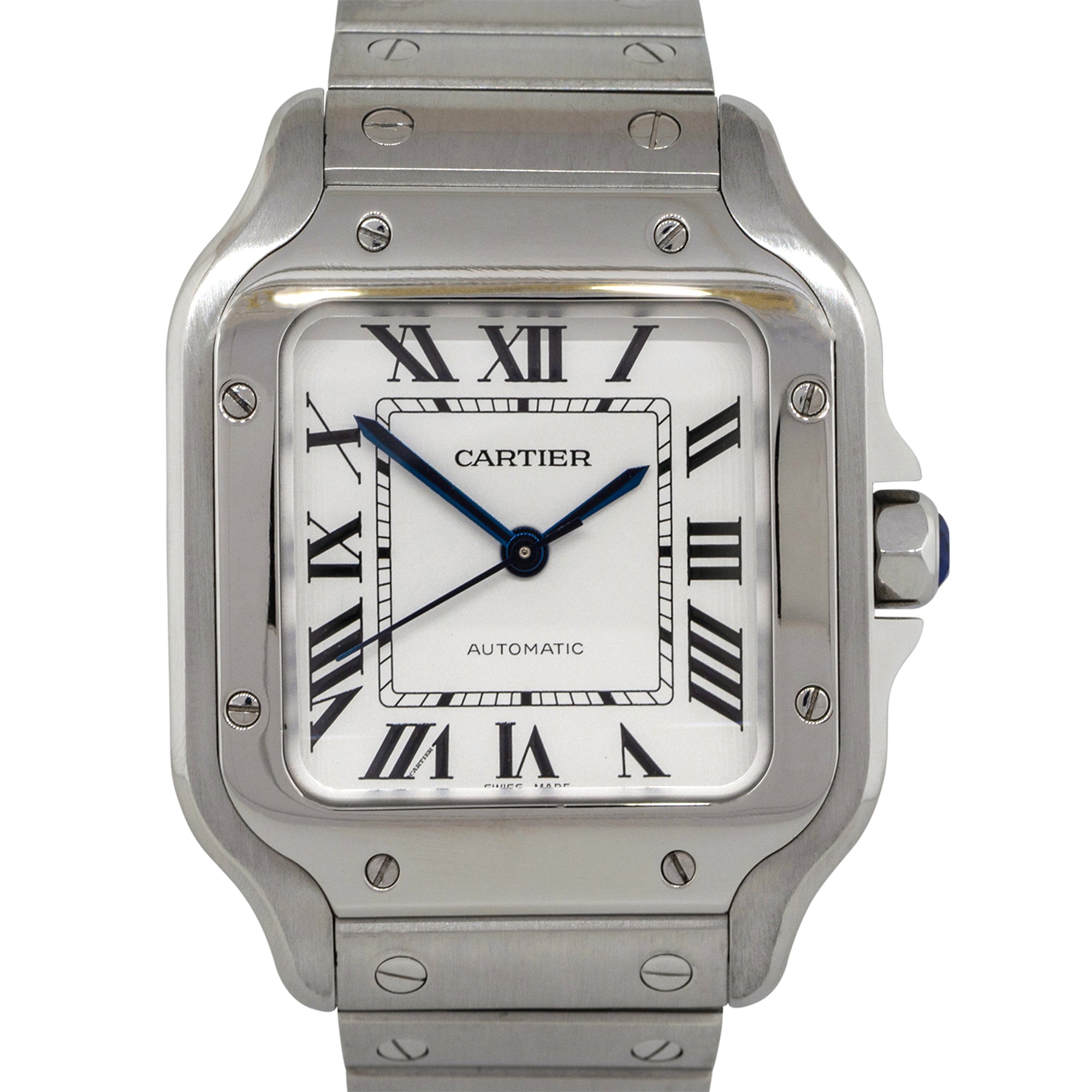 Cartier 4075 Santos Stainless Steel Silver Dial Watch