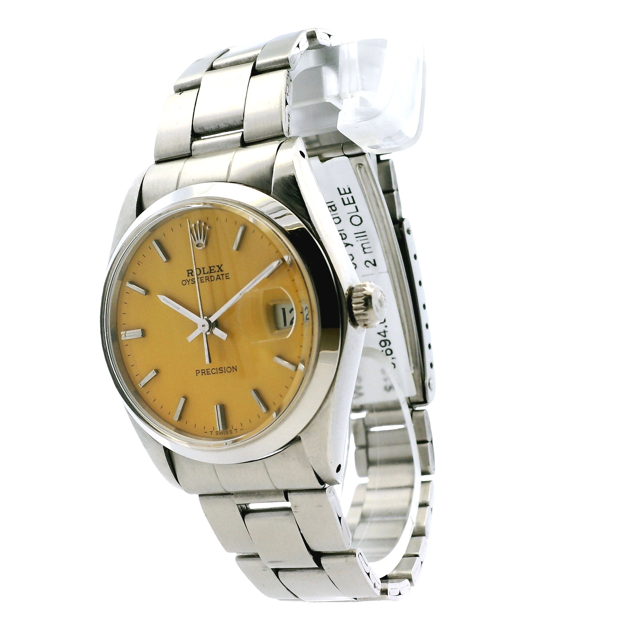 Rolex 6694 Oysterdate Stainless Steel Yellow Dial Watch – Diamonds