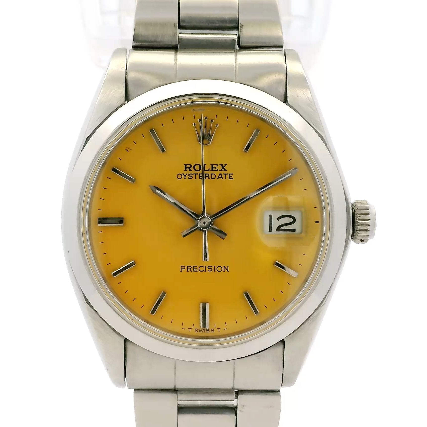 Rolex 6694 Oysterdate Stainless Steel Yellow Dial Watch – Diamonds