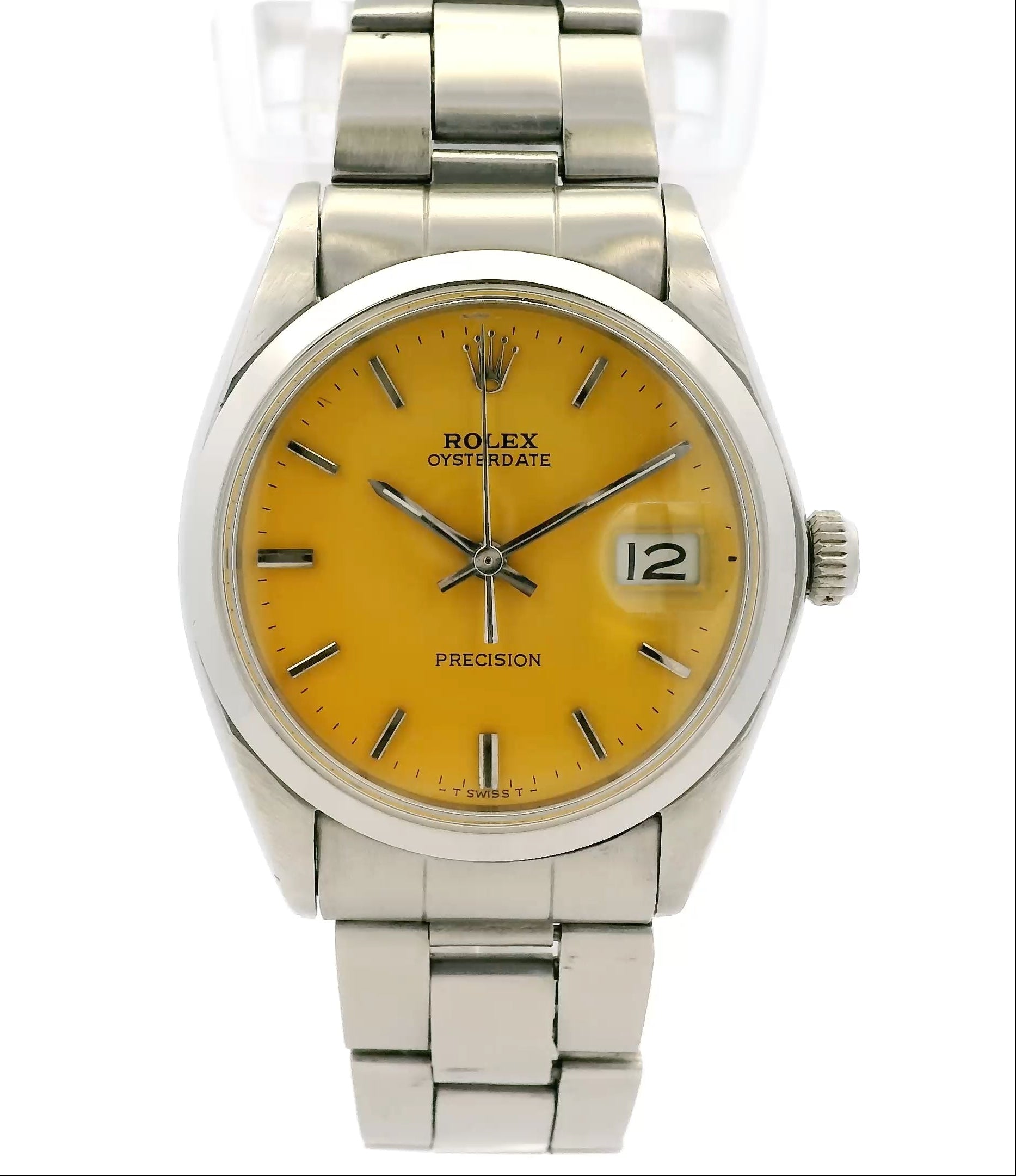 Rolex 6694 Oysterdate Stainless Steel Yellow Dial Watch – Diamonds