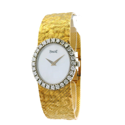 Piaget 9814 18k Mother of Pearl Dial Diamond Bezel Watch