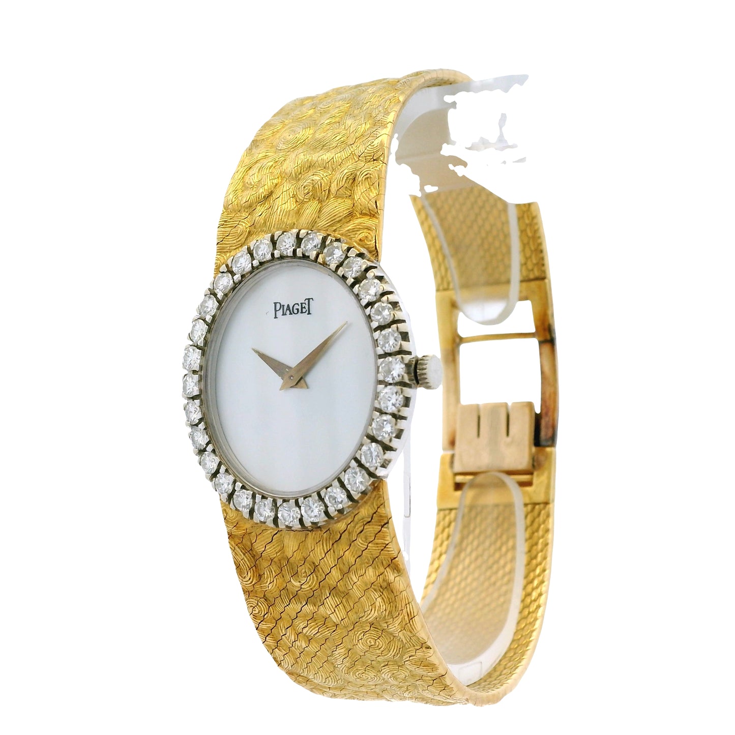 Piaget 9814 18k Mother of Pearl Dial Diamond Bezel Watch