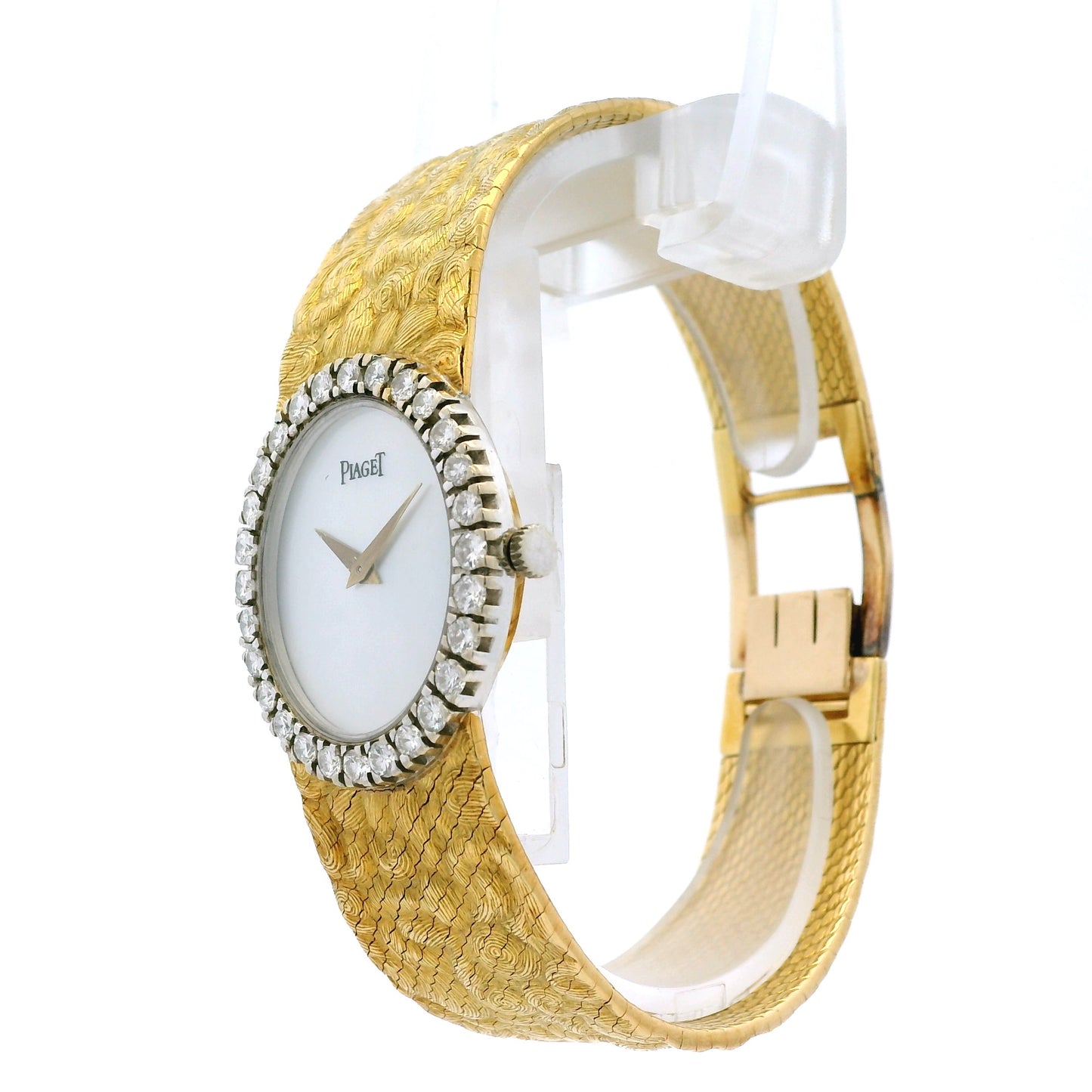 Piaget 9814 18k Mother of Pearl Dial Diamond Bezel Watch