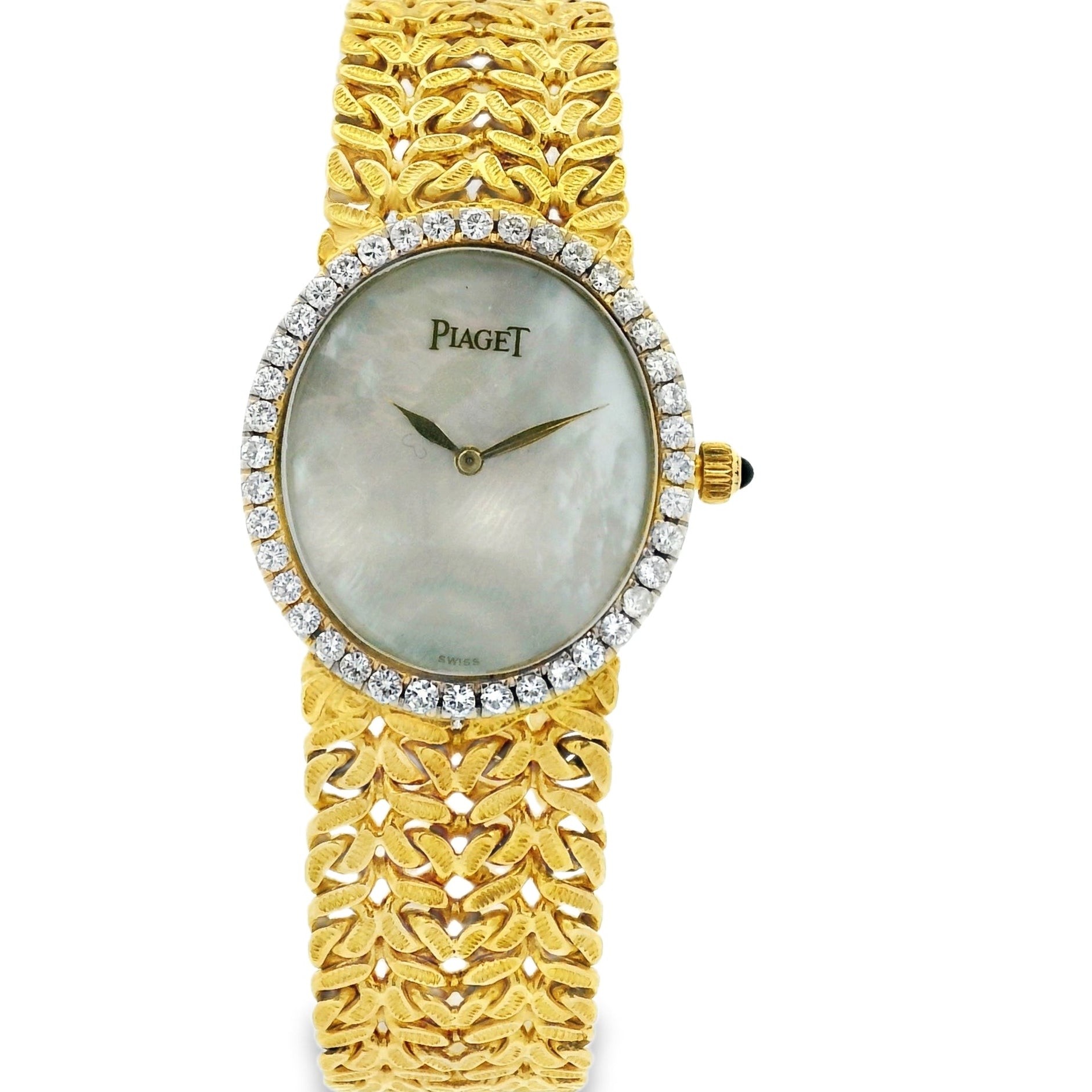 Piaget 9826 N21 18k Yellow Gold Mother of Pearl Diamond Bezel Ladies Watch