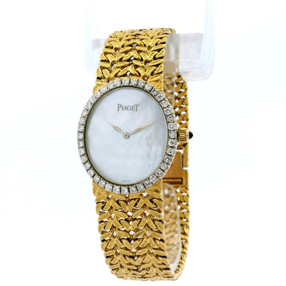 Piaget 9826 N21 18k Yellow Gold Mother of Pearl Diamond Bezel Ladies Watch