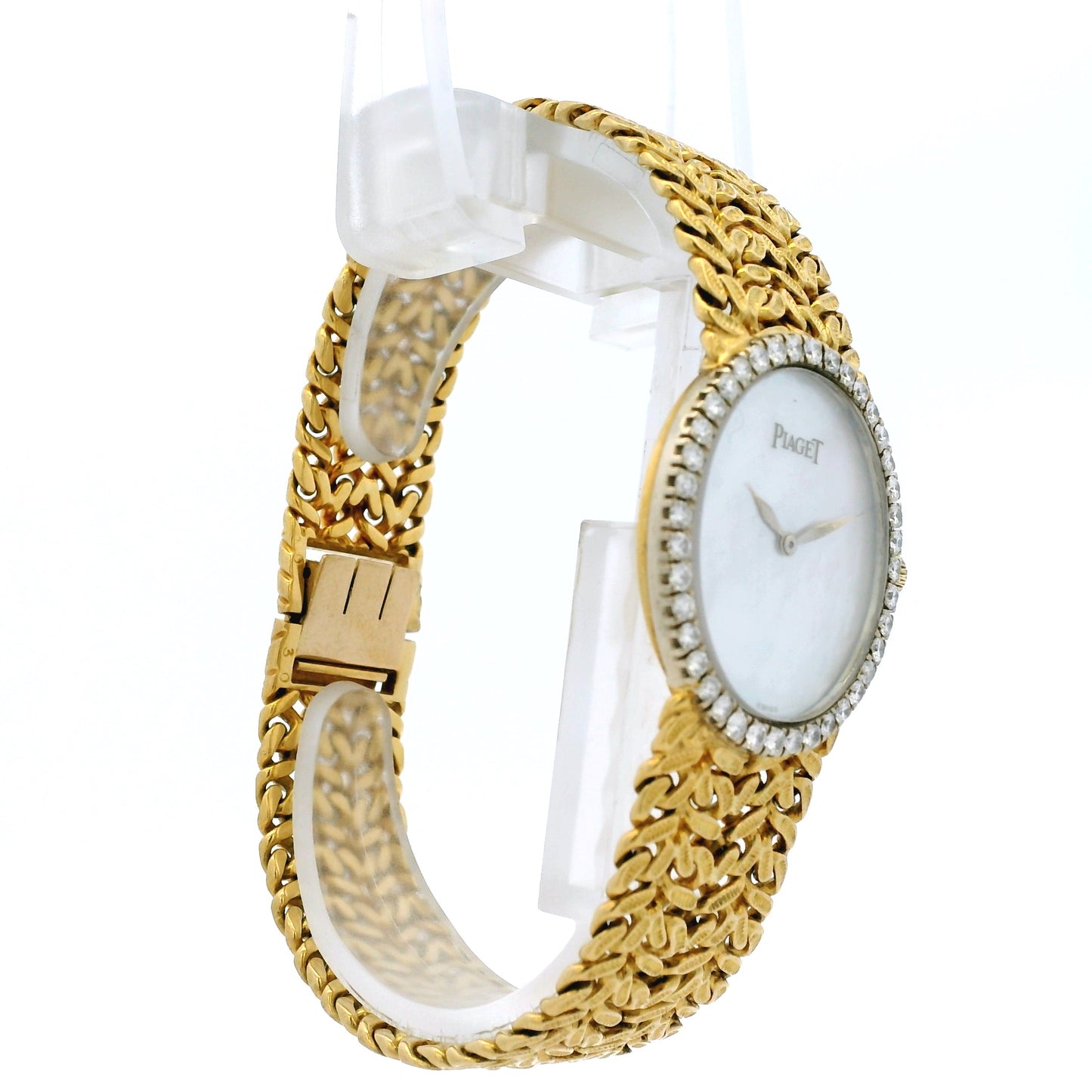 Piaget 9826 N21 18k Yellow Gold Mother of Pearl Diamond Bezel Ladies Watch