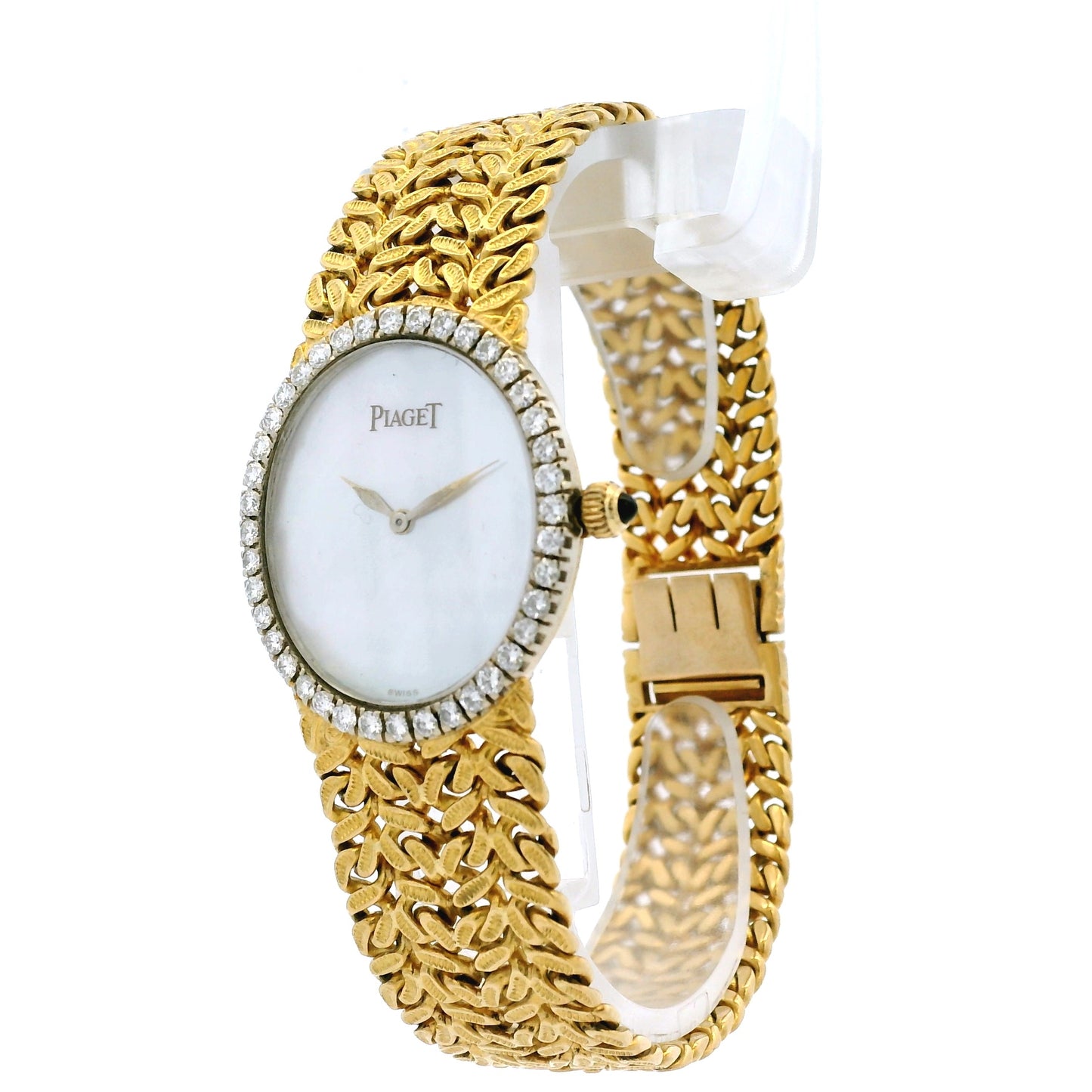 Piaget 9826 N21 18k Yellow Gold Mother of Pearl Diamond Bezel Ladies Watch